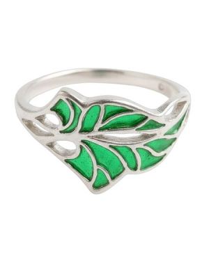 Levél gyűrű zöld tűzzománccal