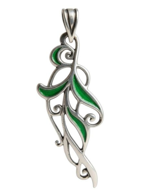 Indás medál tűzzománccal, zöld