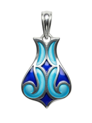 Tulipán medál kék tűzzománccal