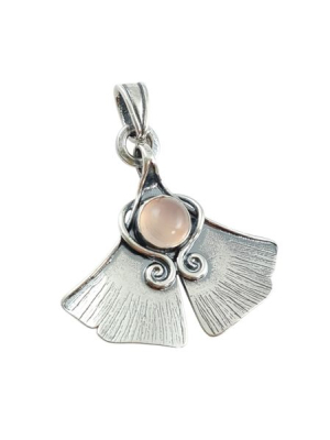 Ginkgo biloba levél medál rózsakvarc ásvánnyal