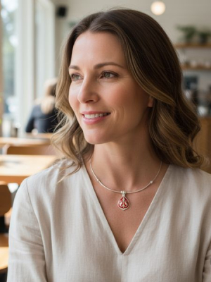 Ezüstözött liliomos nyakék, piros