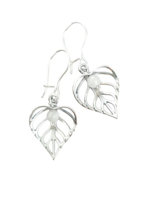 Levél fülbevaló holdkővel