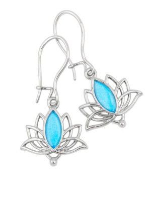 Lótuszvirág fülbevaló kék tűzzománccal