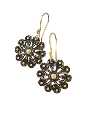 Rozetta fülbevaló, antikolt sárgaréz szín