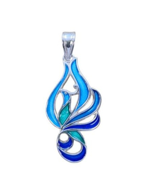 Főnix medál kék színvilágban, kisebb méret