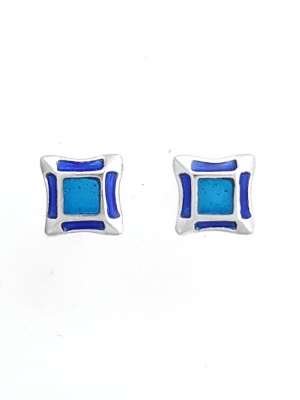 Kis négyzet fülbevaló (stiftes), kék